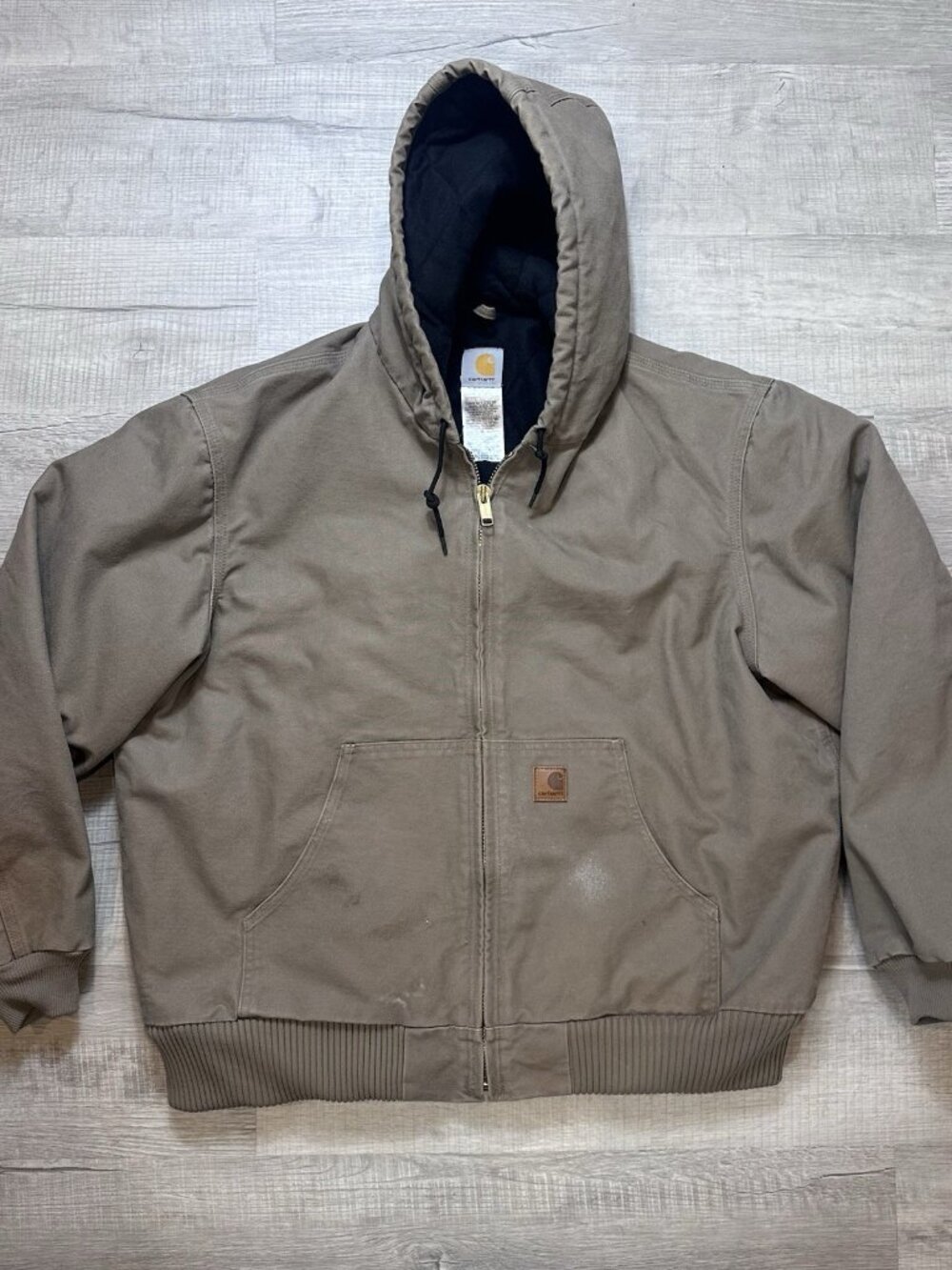 Vintage Carhartt Jacket Men's XL J130 MUS Canvas Quilted Hooded Jacket Workwear